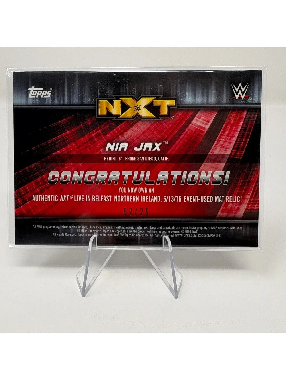 2017 Topps WWE Women's Division - Nia Jax - NXT Belfast Ireland Mat Relic /25